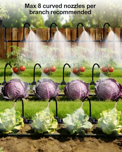 Drip Irrigation System 200FT 5/16", 2026-Upgrade Garden Sprinkler Kit with 32PCS 360° Adjustable Copper Nozzles, Automatic Misting Watering System for Raised Beds, Greenhouse, Lawn, Patio, Yard - size: 200FT