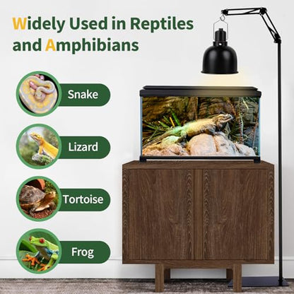 Reptile Lamp Stand, Adjustable Heat Lamp Holder, Floor Light Holder Lamp Hanging Bracket, Black Metal, for Reptile Glass Terrarium Bearded Dragon Turtles Snake and Chicks