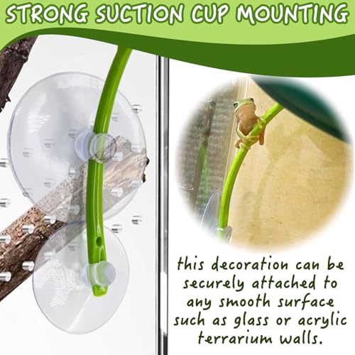 Tree Frog Habitat Toy Plastic Leaf Decorations Tire Swing Habitat Miniature with Suction Cups Frog Habitat Platform Terrarium Decor Accessories for Crested Geckos, Leopard (Green)