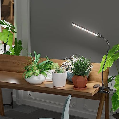 Grow Light for Indoor Plants Growing, 6000K Full Spectrum | Desk Lamp with Red Blue LED for Plants Growth, Strong Clamp with Gooseneck , Dimmable with Auto Timer - size: 40Watts