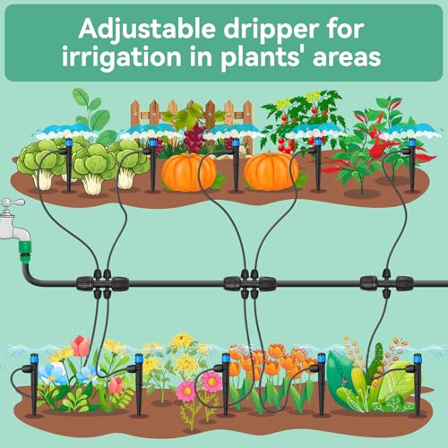 Adjustable Drip Irrigation Emitters for 1/4" Tubing, 25pcs | Adjustable 360 Degree Water Flow, Lock Barbed, Drip Spray Emitters Parts, Garden Watering System - size: 25pcs Drip Spray Emitters