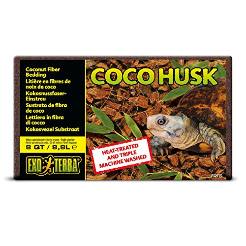Exo Terra Coco Husk Brick, 8 QT (8.8 L) – Natural Coconut Fiber Terrarium Substrate for Reptiles, Amphibians & Tropical Enclosures - size: 8-Quart