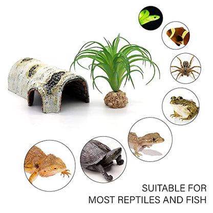 Reptile Hides and Caves Birch Tree Bark Trunk Habitats Decor Aquarium Decoration Wood for Lizard Geckos Snake Spiders Frogs Turtle (Small) - style: Small