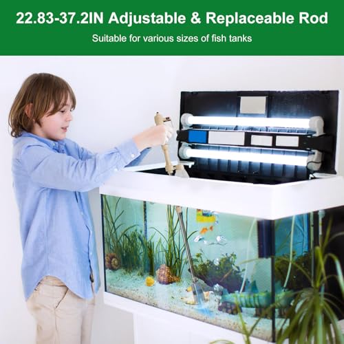 Aquarium Gravel Cleaner Kit, Electric Fish Tank Cleaning Tools with Strong Suction, Multifunction Automatic Aquarium Vacuum Cleaner for Wash Sand, Water Changing (Adjustable Length)