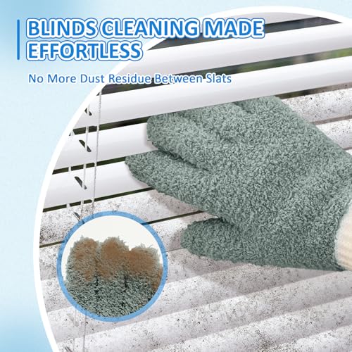 MIG4U 4 Pairs Microfiber Gloves - Dusting Gloves for House Cleaning - Washable Blind Cleaner Duster Tool (Blue/Pink/Gray/Navy,S/M) - color: Blue/Gray/Navy/Pink 4 Pairs, size: Small-Medium