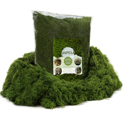 USMOLA 1.5LB Bulk Moss for Decorating - Fake Moss for Crafts, Potted Plants, Fairy Gardens, Terrariums & Wedding Displays | Natural Look Faux Grass (Dark Green)