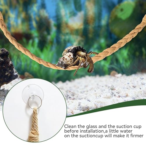 Hermit Crab Accessories, Hermit Crab Climbing Toys, Bendable Rope Bridge Wooden Shell Hideout Hut Plants for Reptile Amphibians Hermit Crab Tank Accessories Supplies