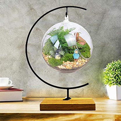 WAJJ Ornament Display Stand Ornament Stand Holder Iron Pothook Stand for Hanging Glass Terrarium (Wood)