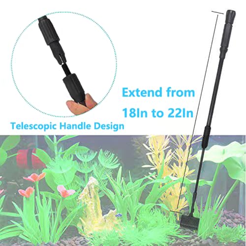 Carefree Fish 7IN1 Aquarium Cleaning Tools Long Handle Adjustable Length 18~24Inch Fish Tank Cleaner Kit Algae Scraper Scrubber Brushes Set Plant Scissor Long Tweezer - size: 18~24In