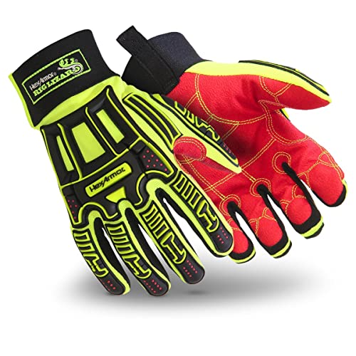 HexArmor Cut Resistant Impact Protection Reinforced Palm Work Gloves | Rig Lizard® Series 2021X | XXX-Large - color: Rig Lizard 2021x | Hi-vis & Contact Heat, size: 3X-Large (Pack of 1)