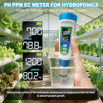 KingSom Pool Salt Tester,Digital Salt Water Pool Tester & PH Tester for Aquarium,High Accuracy Digital Salinity Tester,5 in 1 Salinity PH Temp EC TDS Meter,Pool Water Tester for Swimming Pool Hot Tub