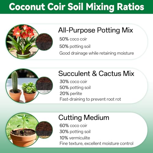 6 Pcs Coco Coir Brick for Plants, 100% Organic Coconut Coir Bricks with Low EC and pH Balance, Compressed Coconut Husk Bricks for Gardening, Planting, Organic Potting Soil, High Water Retention - size: 6pcs