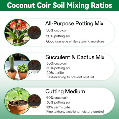 6 Pcs Coco Coir Brick for Plants, 100% Organic Coconut Coir Bricks with Low EC and pH Balance, Compressed Coconut Husk Bricks for Gardening, Planting, Organic Potting Soil, High Water Retention - size: 6pcs