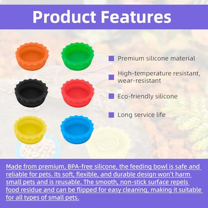 21Pcs Crested Gecko Food and Water Feeding Cups with Reptile Feeding Tongs Kit,Small Reptile Food Dish Colorful Water Bowl Long Tweezers Geckos Tank Accessories for Tortoise, Crab and Small Pet