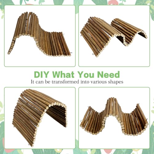 Hamiledyi 2 PCS Bendable Wooden Reptile Hideout Ladder Bridge Hiding Hut Tunnel Toys Climbing Bridge Chew Toy Habitat Accessories for Bearded Dragons Ball Python Guinea Pigs Rabbits(19.7 x 9 in)