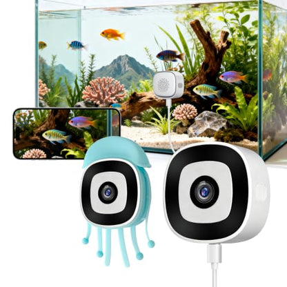 Pet Camera for Aquarium, Reptile & Bird Feeder | 5&2.4GHz WiFi, 24/7 Recording, No Drill, Easy to Install