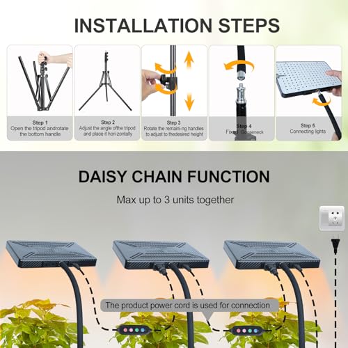 FECiDA Smart Control 25 Watt LED Grow Light with Stand, 4/8/12/16/20H Timer, Bright Enough Like A Small Sun Grow Lights for Indoor Plants, Bonsai Tree, 24"-64" Height Adjustable - size: Stand-1Head-25W-Timer-Dimming
