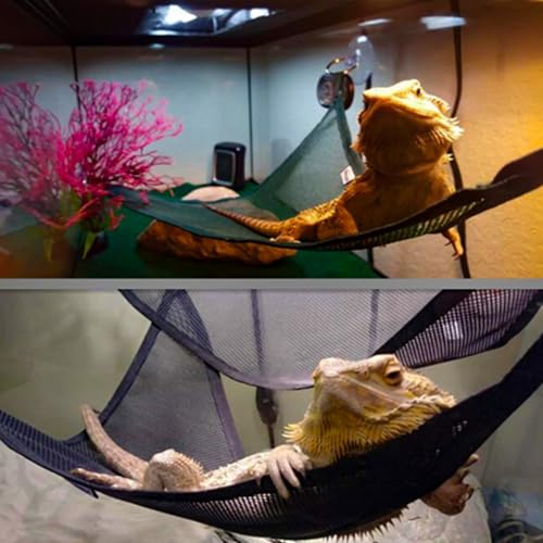 2 Pcs Bearded Dragon Lizard Hammock, Triangular, Breathable Mesh, Black, 13" x 13" x 19" - color: Black