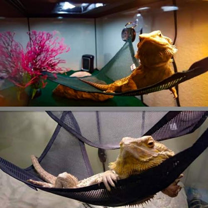 2 Pcs Bearded Dragon Lizard Hammock, Triangular, Breathable Mesh, Black, 13" x 13" x 19" - color: Black