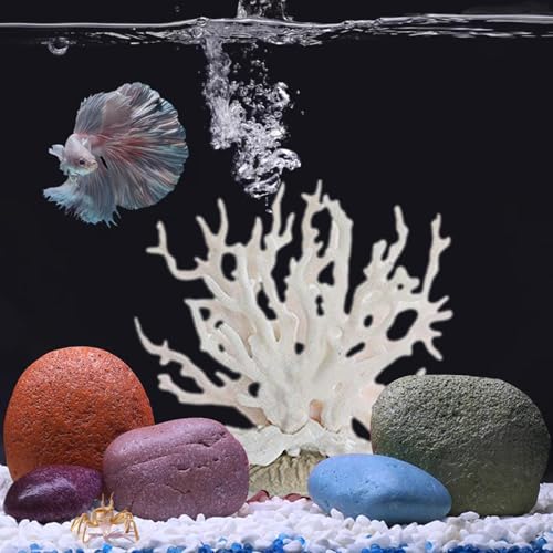 Artificial Coral - Simulation Plants Decoration | Multiple Colour Aquarium Decor Accessories for Freshwater Marine Aquariums Terrariums - color: White