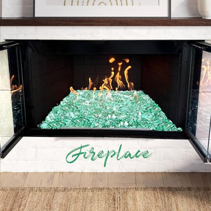 10 Pounds Fire Glass 1/2 Inch High Reflective Tempered Firepit Glass | Emerald Green Rocks for Fireplace, Fire Pit Table, Fire Bowl and Landscaping & DIY Crafts - color: Emerald Green, size: 1/2 inch, 10lb