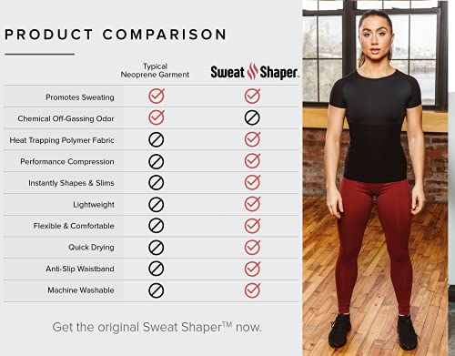 Sweat Shaper Women's Athletic Tee, Short Sleeve High-Performance Compression T-Shirt, Performance Baselayer Workout Shirt - size: Large