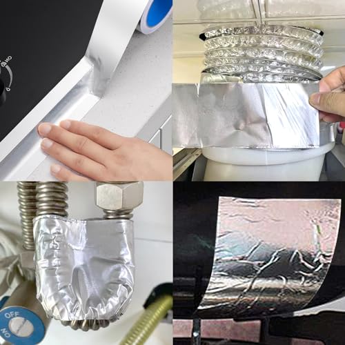 Romeda Aluminum Foil Tape, 3 inch x 65 Feet (3.9 mil), Insulation Adhesive Metal High Temperature Heavy Duty HVAC Tape, Silver for Ductwork, Dryer Vent, HVAC - size: 3 inch x 65Ft