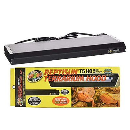 's Bundle with Zoomed Reptisun 14" T5HO Terrarium Hood Light Fixture & Free 5.0 UV-B Bulb & Includes Attached Pro-Tip Guide - Great for Small Reptiles, Chameleons, Geckos, and More!