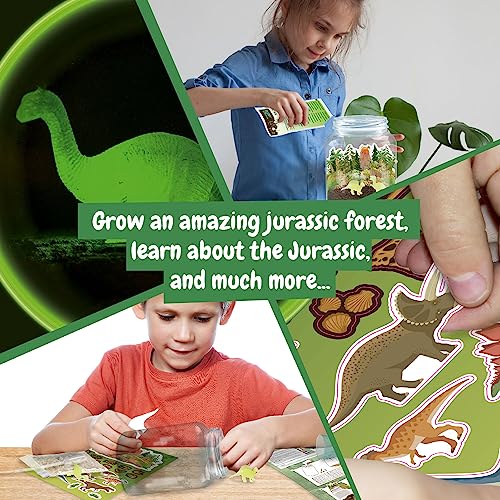 Science4you Grow and Glow Dinosaur Terrarium Kit for Kids - Make Your Own DIY Dinosaur Habitat Ecosystem, Glow in The Dark Mini Terrarium + Plant Growing Kit for Boys and Girls Ages 6 7 8 9+