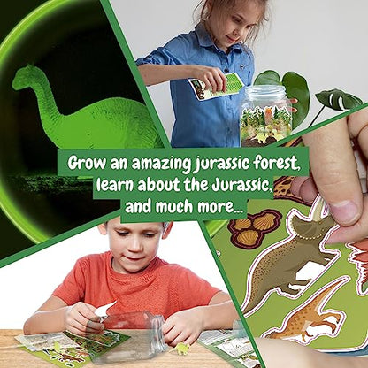 Science4you Grow and Glow Dinosaur Terrarium Kit for Kids - Make Your Own DIY Dinosaur Habitat Ecosystem, Glow in The Dark Mini Terrarium + Plant Growing Kit for Boys and Girls Ages 6 7 8 9+