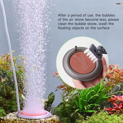 hygger Aquarium Air Stone, 3.4 Inch Nano Air Stone Makes Super Tiny Bubbles, Ultra Quiet Dissolved Oxygen Diffuser Small Airstone with Stainless Steel Base for Aquarium, Fish Tank & Hydroponic, Round - size: 3.4 Inch