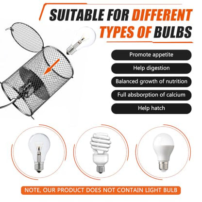 1 Pcs Reptile Heat Lamp Guard with 150W Ceramic Heat Emitter Basking Anti Scald Heating Lamp Holder Mesh Cage Reptile Protection Lampshade for Lizard Snake Without Bulb (5.5 Inch,White,Black) - color: 5.5 Inch, White, Black