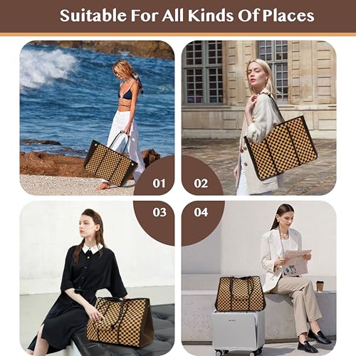 Hibala Neoprene Multipurpose Beach Bag,Gym/Travel/Pool Bag,Tote For Women&Men - color: Checkerboard Grids