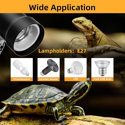 Reptile Heat Lamp with 360° Rotatable Clamp Basking Spot Lamp with 50W UVA UVB Heat Bulb Simulated Sunlight Heating Lamp with Timer&Dimmer for Turtles Lizards Snakes Amphibian Terrariums - size: Reptile Heat Lamp (Timer And Dimmer)