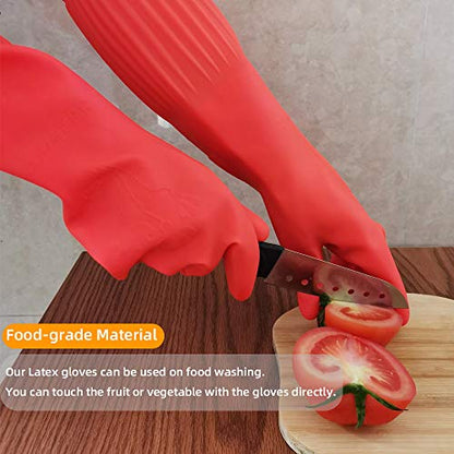 ThxToms Rubber Dishwashing Cleaning Gloves (2-Pair) - Fleece Lined | Reusable Long Dish Gloves for Washing Dishes, Waterproof Kitchen Gloves with Extra-Long Cuff & Anti-Slip Design, Small - size: Small (Pack of 4)