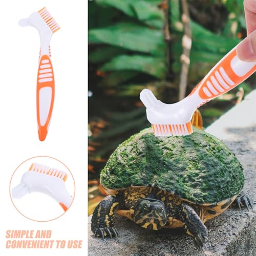BESPORTBLE 3pcs Turtle Cleaning Brushes Portable Mud Remover for Aquatic Tortoise and Turtle Tank Use, Orange Sturdy Brush Set for Reptile Shell Maintenance