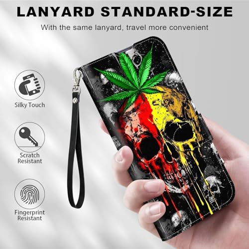 for Cricket Outlast 5G 2024 Wallet case with RFID Blocking Credit Card Holder Kickstand, Folio Flip PU Leather Shockproof Protective Cover for AT&T Motivate Pro 5G, Skull - color: Skull