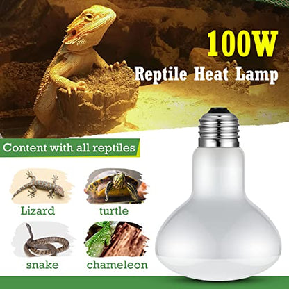 Tarpop 8 Pcs 100w Reptile Heat Lamp Bulb, Reptile Basking Heat Light Bulb Uva Daylight for Bearded Dragon, Amphibian, Turtle, Lizard, Chicken - style: 100w