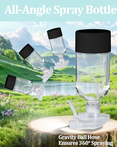 2 Pack 360° Glass Spray Bottles with Silicone Sleeve Black | 360° Inverted Spray Nozzle, Gravity Ball Designed for Cleaning Crack & Crevice, Leak-proof and Pressure-Resistant Design - color: Black