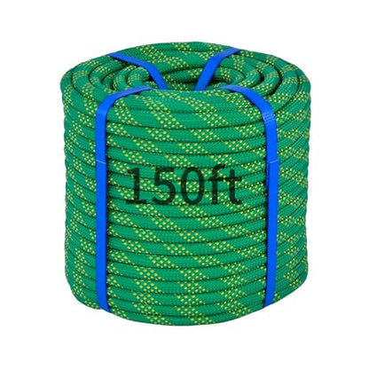 150Ft 1/2 Inch Heavy Duty Climbing Rope,Arborist Rope for Tree Pulling (Green) - size: 150ft-Green