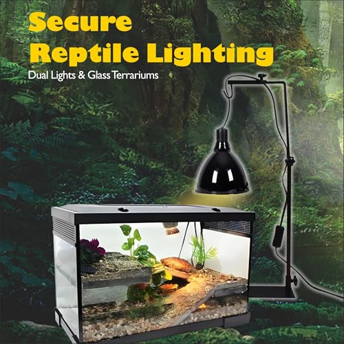 4pcs Reptile Heat Lamp Clips & Hangers Kit - 2x Spring Clips + 2x Dual Lamp Stands for 5.5"/8.5" Domes, Secure Mounting for Terrarium UVB/Heating Lights, Glass Habitat Accessories Stainless Steel - size: 4 Pack