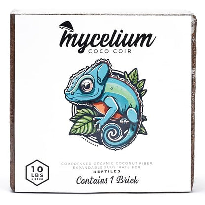 Mycelium Coco Coir Brick I Expandable Organic Coconut Fiber Substrate for Terrarium I Ideal for Reptiles Bedding, Nesting & Burrowing I OMRI Certified & Non-GMO Soil Alternative, 10lbs - style: Reptile Terrarium