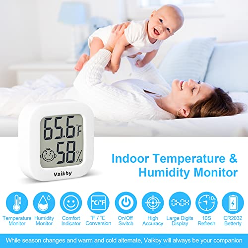 Vaikby Indoor Thermometer 2Pack, Humidity Gauge Meter Digital Hygrometer Room Thermometer for Home, Hight Accurate Temperature and Humidity Monitor, Large LCD Display Fahrenheit or Celsius - size: ℉/℃