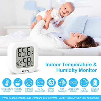 Vaikby Indoor Thermometer 2Pack, Humidity Gauge Meter Digital Hygrometer Room Thermometer for Home, Hight Accurate Temperature and Humidity Monitor, Large LCD Display Fahrenheit or Celsius - size: ℉/℃