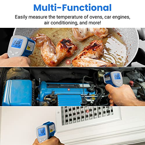 Etekcity Infrared Thermometer Laser Temperature Gun, -58°F~1130°F, Blue | Cooking, Pizza Oven, BBQ, Meat, Kitchen, Reptile, HVAC, Adjustable Emissivity, MAX Display, High Temperature - color: Arctic Blue, style: Advanced