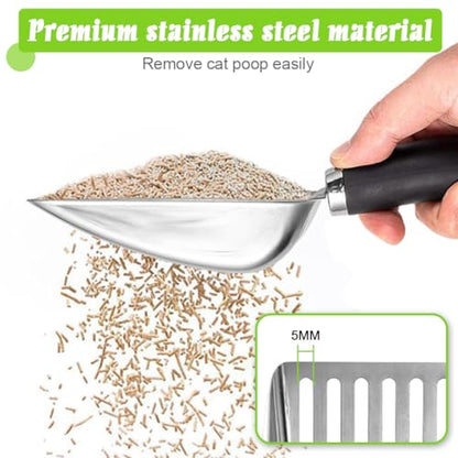 Cat Litter Scoop - Stainless Steel Metal Cat Litter Scoop-Kitty Metal Scooper-Sturdy Mesh Scooper - Mesh Shovel-Easy to Clean - Suitable for Cat Litter Box - Light Black - color: Black, size: M