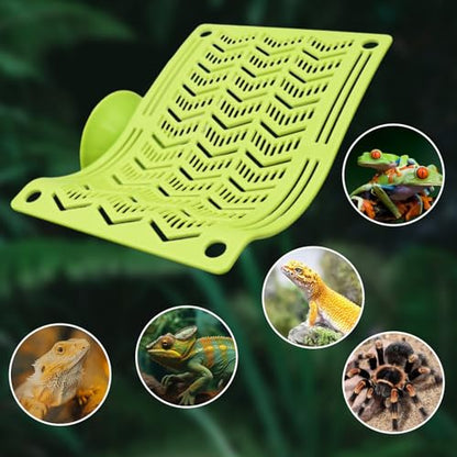 Bearded Dragon Tank Accessories, Green Plastic Reptile Hammock with Suction Cup and Ropes to Install, Bearded Dragon Accessories, Reptile Hammock for Bearded Dragon, Gecko, Frog, Spider, Chameleon