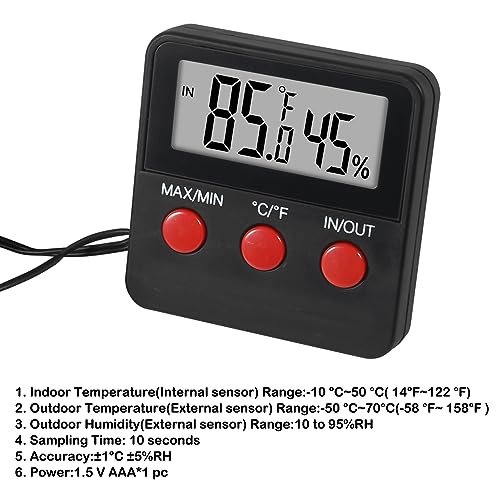 3PCS Digital Reptile Thermometer and Humidity Gauge Remote Probes Reptile Terrarium Thermometer Hygrometer Indoor Outdoor Temperature and Hygrometer Gauge