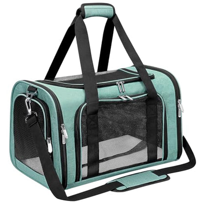 Soft-Sided Cat/Dog/Pet Carrier, Collapsible Pets Travel Carriers | For Big Cats/Small Dogs with Shoulder Strap & Removable Mat, Mesh Puppy Carry Bag,Up to 25 Lbs,TSA Airline Approved-Turquoise - color: Turquoise, size: 20"L x 13"W x 13"H