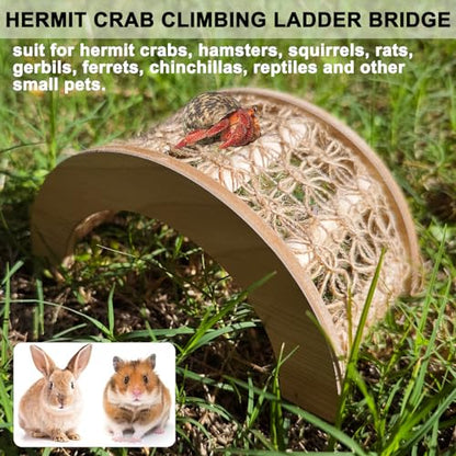 Hermit Crab Climbing Arch Bridge Wooden and Rope Hermit Crab Climbing Toys Hermit Crab Supplies Small Animal Cage Accessories for Hamster Lizard Chameleon Reptile - style: Arch Bridge